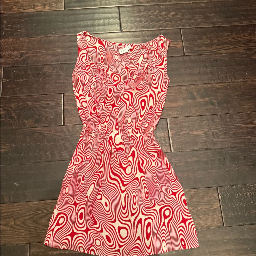 Agnes B. Red and White Swirl Pattern Dress